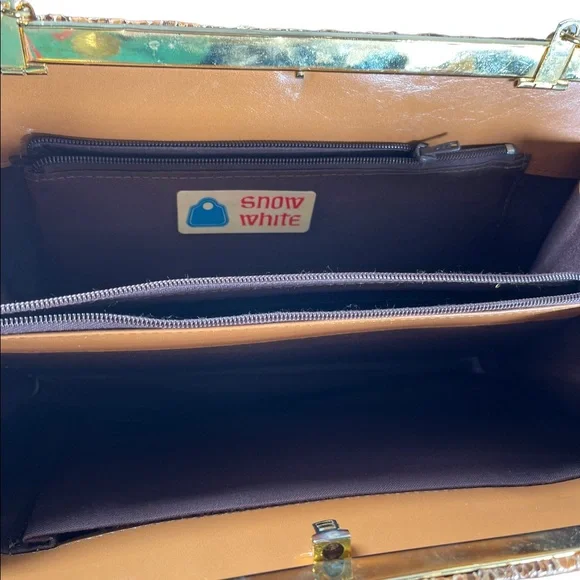 Vintage 1960s Snow White Snake skin leather clutch shoulder bag purse boho - Picture 16 of 16